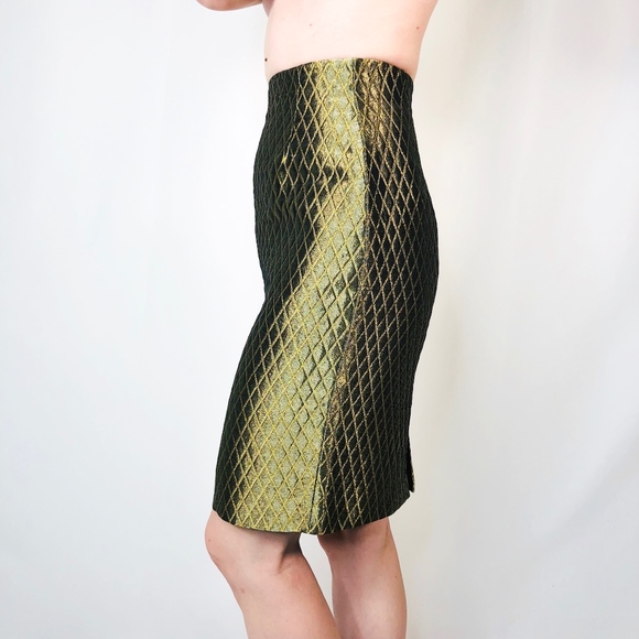 Versace Gianni Couture Metallic Quilted Skirt 0493 - Picture 2 of 8